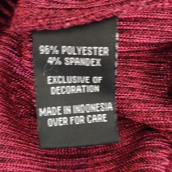 Alyx Blouse Women's Maroon Lace Trimmed 3/4 Sleeve Top Blouse Size Large - Picture 10 of 10